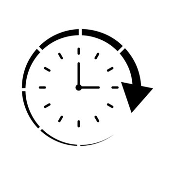 Clock and circular arrow vector icon