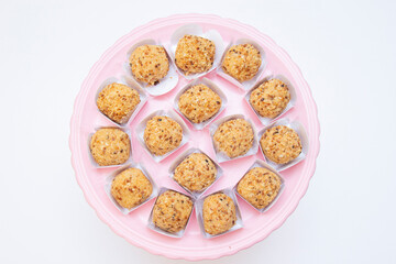 Peanut brigadeiro, paçoca sweet, traditional in a Brazilian party.