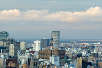 Fototapeta na wymiar 藻岩山から望む夕方の札幌市都心部の風景 北海道札幌市の観光イメージ