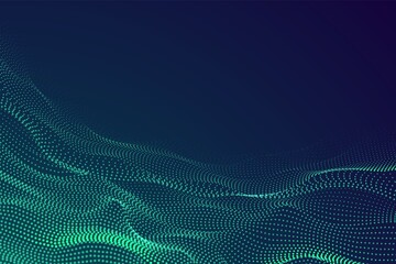 Dots particle waves. Digital surface, abstract data cyber information background. 3d dynamic flow, technology music recent vector banner. Surface wave connection visualization information illustration