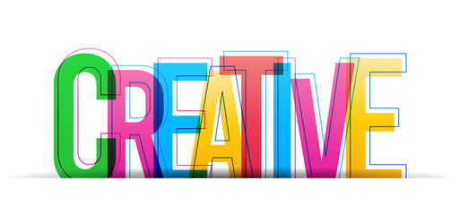 Colorful overlapped letters of the word 'Creative'. Vector illustration.