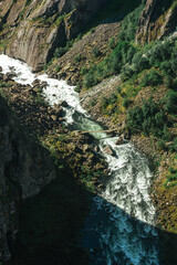 Mountains river, bridge in the mountains. Norway. 
