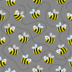 Cute bee seamless pattern. Good for textile print, wall paper wrapping paper, label, and other design.