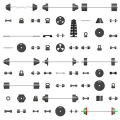 Set of 3D sports equipment items, vector illustration.