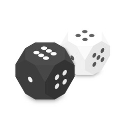 3D white and black dices, vector illustration.