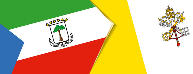 Equatorial Guinea and Vatican City flags, two vector flags.