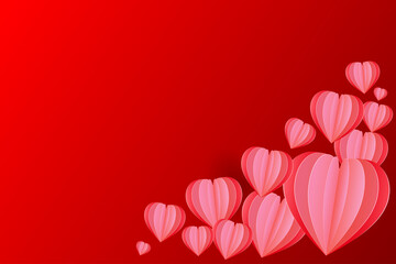 Paper cut background red heart shape, illustration for valentine day, mother's day, or love day, vector greeting card.
