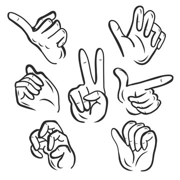 Hand collection. Hand vector collection, hand positions, different hands. Cartoon style