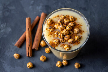 Traditional Turkish drink with roasted chickpea Boza or Bosa