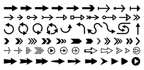 Fototapeta na wymiar Set of isolated next or right move arrows