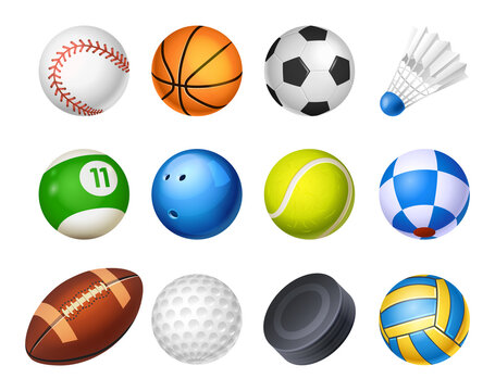 Set of isolated realistic vector sport balls