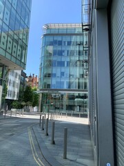Buildings and modern architecture in Manchester City centre. Manchester England. 