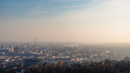 View of the foggy and cold southern Buda from the Gellert Hill.