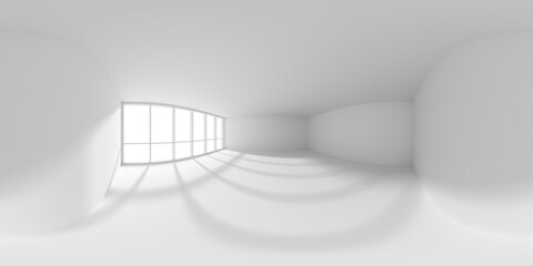 White empty office room with sun light from large window HDRI environment map