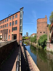 Buildings and modern architecture in Manchester City centre. Manchester England. 