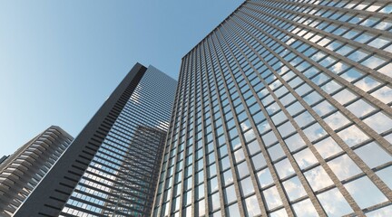 Skyscrapers on the background of the sky ,, high-rise buildings bottom view, cityscape with skyscrapers, 3d rendering