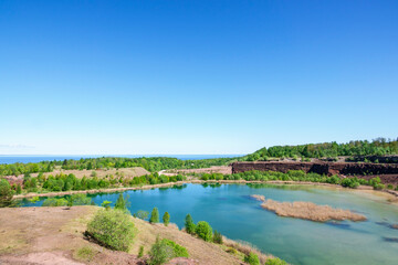 View of an old quarry with a lake