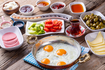 Obraz na płótnie Canvas Traditional delicious Turkish breakfast, food concept photo.