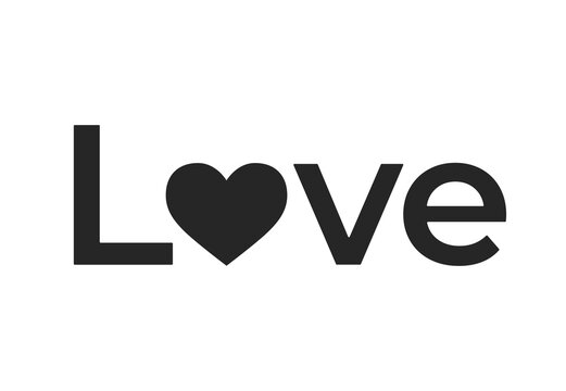 love word with heart. valentine day and love symbol. isolated vector image