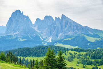 Fototapeta premium Mountain peaks in a beautiful Alpine landscape in the Dolomites