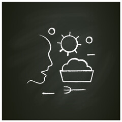Food infection chalk icon. Disease spreading concept. Covid19, gastronomic bacterial infection, rotavirus transmission. Contagious produce. Food hygiene. Isolated vector illustration on chalkboard