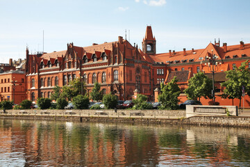 Fototapeta na wymiar Stary port embankment of Brda river. Bydgoszcz. Poland
