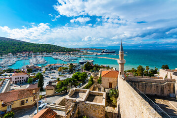 Cesme Town view from Cesme Castle . Cesme is populer tourist destination in Izmir Province.