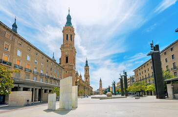 Naklejka na ściany i meble Plaza del Pillar square in Zaragoza, Spain