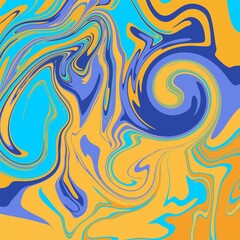 yellow blue color psychedelic fluid art abstract background concept design vector illustration 