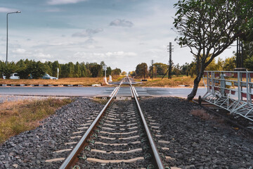 Railway crossing in rural Thailand