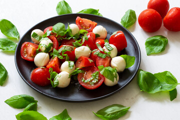 Italian food Bocconcini, Tomato and Basil Salald