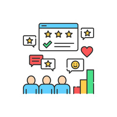 Feedback color line icon. Crowdfunding. Pictogram for web page, mobile app, promo. UI UX GUI design element. Editable stroke.