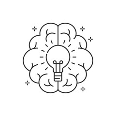 Brainstorm black line icon. Creating new idea. Sign for web page, app. UI UX GUI design element. Editable stroke.