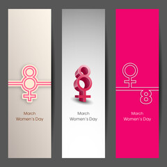Website banner or header set of International women's day,eighth of march.