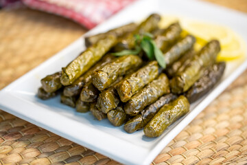 Turkish foods; stuffed leaves (yaprak sarmasi)