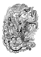 Fototapeta premium Drawing abstract pattern of nature.