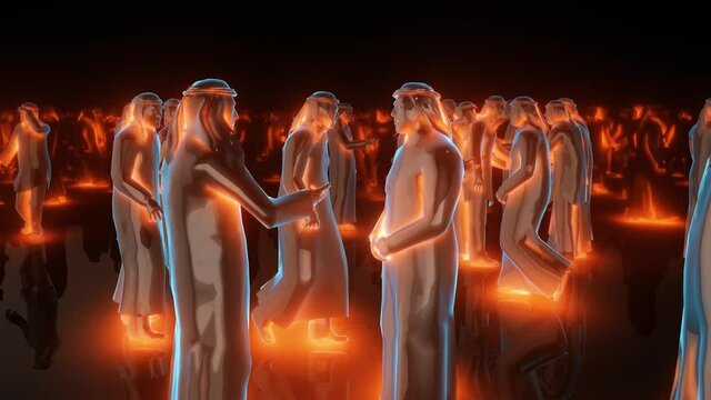Silhouettes of Arabic People Arabic Mans 4k. High quality 4k footage