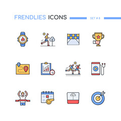 Running - modern line design style icons set