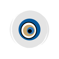 Cute esoteric magic greek evil eye icon vector, illustration on circle with brush texture, for social media story and highlights