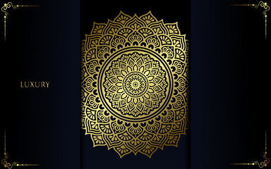 Luxury gold mandala ornate background for wedding invitation, book cover with mandala element style premium vector