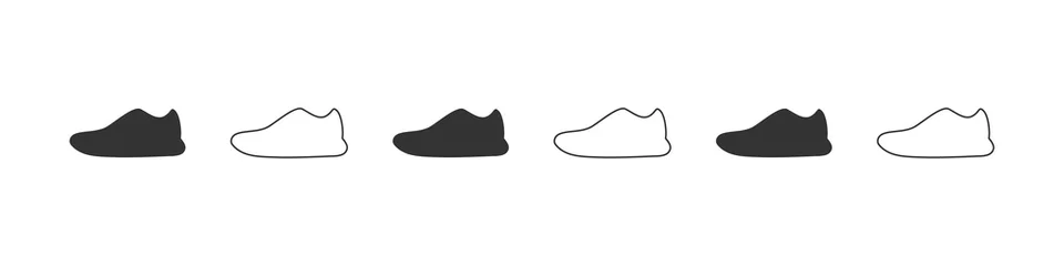 Foto auf Alu-Dibond Shoes icons. Silhouette of women's sneakers. Shoes icons isolated on white background. Vector illustration © Роман Ярощук