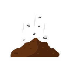 Poop icon with fly. Brown shit vector illustration. Excrement symbol.