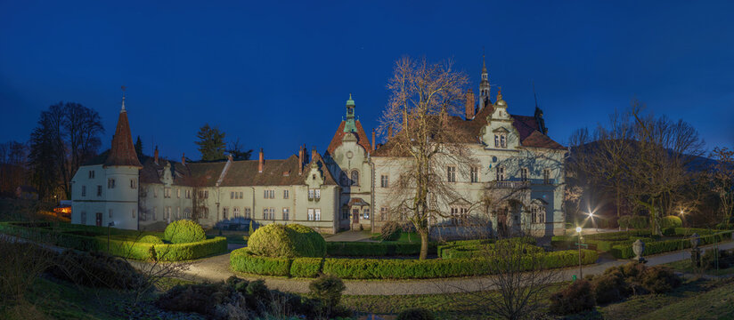 Schonborn hunting Palace, Beregvar Castle in Carpathian mountains, Ukraine.