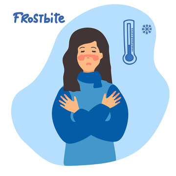 woman froze. Frostbite concept banner. Cartoon illustration of frostbite  vector concept banner for web design. Stock Vector | Adobe Stock