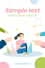 Obraz premium Stressed victim of bullying. Hands of people blaming and pointing at upset girl flat vector illustration. Accusation, anger, violence concept for banner, website design or landing web page