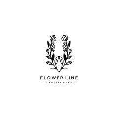Flower logo drawn with minimal lines