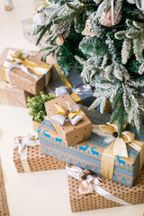 Fototapeta na wymiar Christmas cookies and gift ude christmas tree