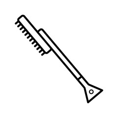 Simple vector icon on the theme of snow removal. The icon brush with a scraper for cleaning the car from snow is presented - obrazy, fototapety, plakaty