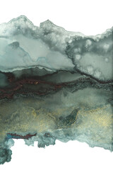 Art Abstract watercolor painting blots landscape vertical background. Alcohol ink colors. Marble texture.