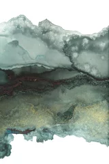 Zelfklevend Fotobehang Art Abstract watercolor painting blots landscape vertical background. Alcohol ink colors. Marble texture. © Liliia